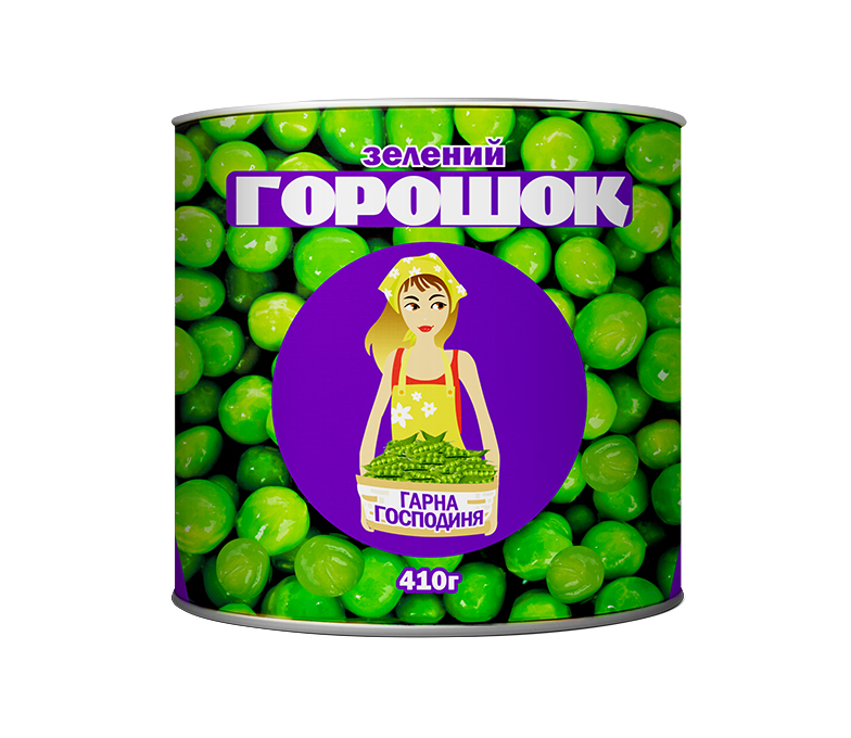 Горошок зелений ГАРНА ГОСПОДИНЯ консервований, 410 г